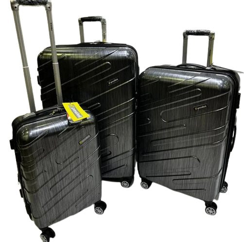 President, Fully Lined and Expandable Travel Suitcase Hard Cover 4 wheels Luggage Travel Bags 3 Piece Set DarkGrey