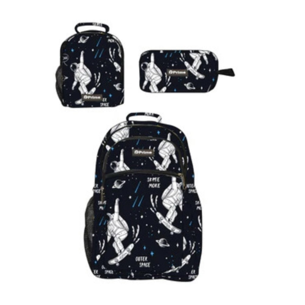 Primebag, 3Pcs Personalized School Backpack Set With Luminous Students Bookbag Lunch Bag Pencil Bag, Skate