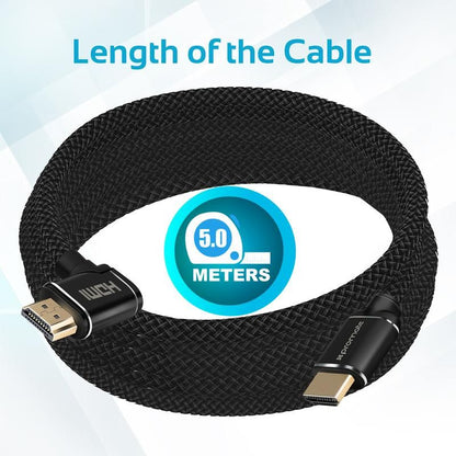 Promate, High Definition Right Angle 4K HDMI Audio Video Cable, Black