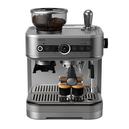 Philips Barista Brew Semi Automatic Espresso Machine - Single & Double Espresso + Americano Button, 280g Dual Bean Container, Intuitive Guidance, Calibrated Tamping, Metal Cappuccino, PSA3228