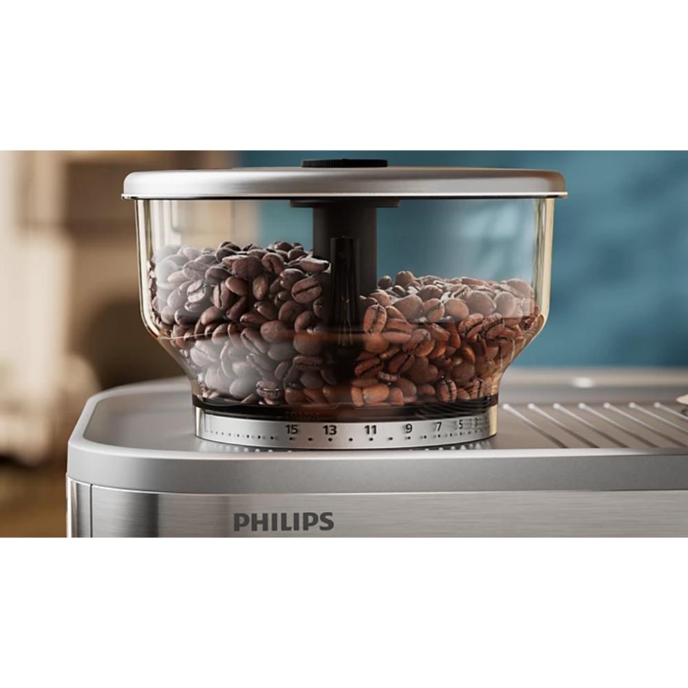 Philips Barista Brew Semi Automatic Espresso Machine - Single & Double Espresso + Americano Button, 280g Dual Bean Container, Intuitive Guidance, Calibrated Tamping, Metal Cappuccino, PSA3228