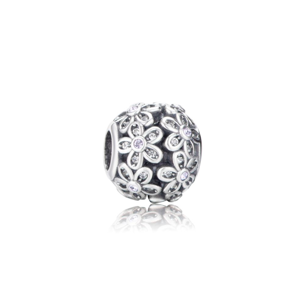 Polo Exchange, Woman Jewelries, Sterling Silver & Swarovski Crystal Flower Ball Charm