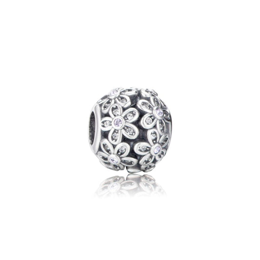 Polo Exchange, Woman Jewelries, Sterling Silver & Swarovski Crystal Flower Ball Charm