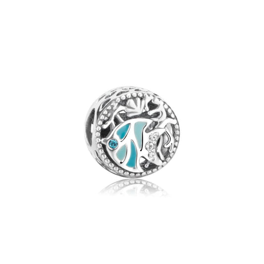 Polo Exchange, Woman Jewelries, Sterling Silver & Swarovski Crystal & Blue Enamel Charm