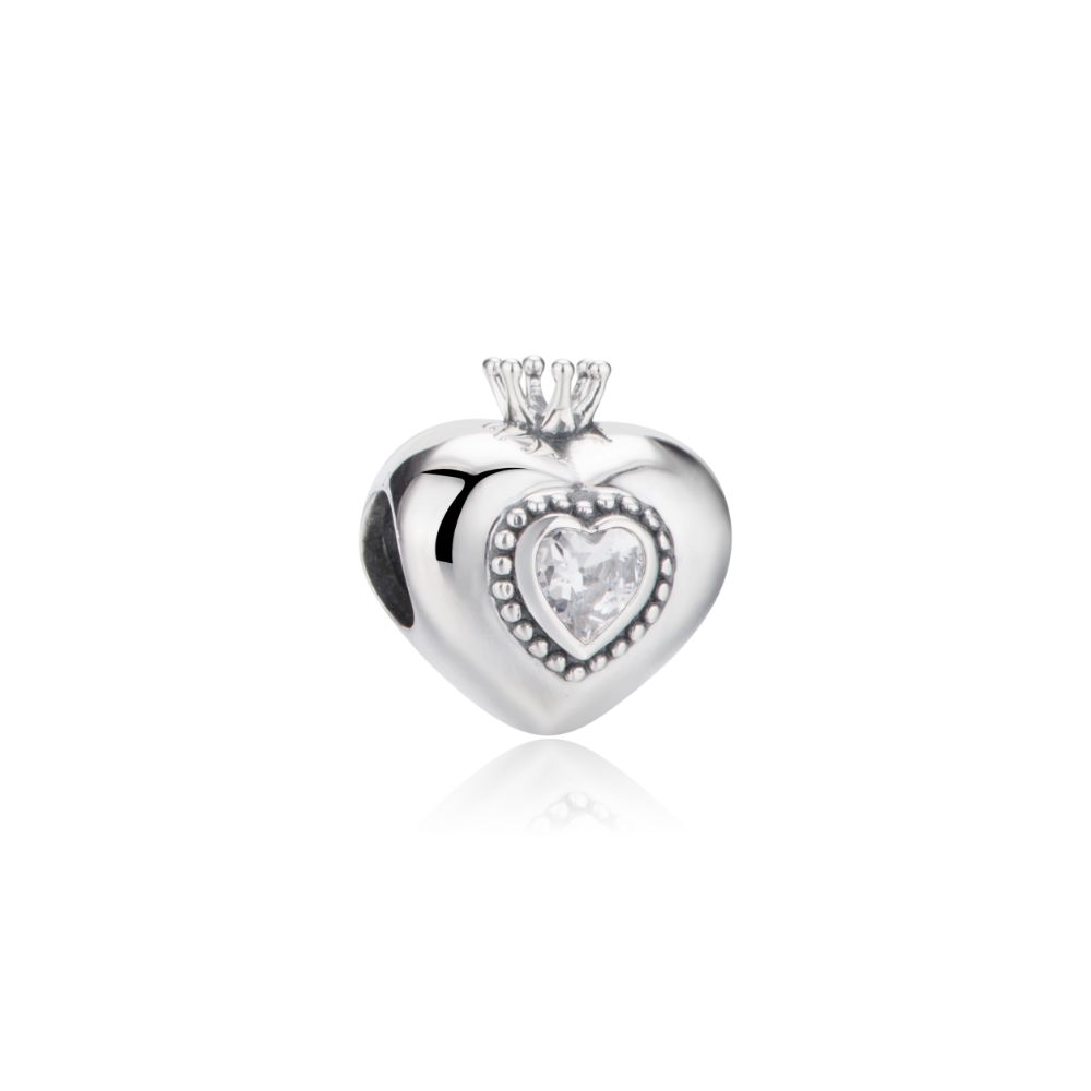Polo Exchange, Woman Jewelries, Sterling Silver & Cubic Zircon Heart Charm