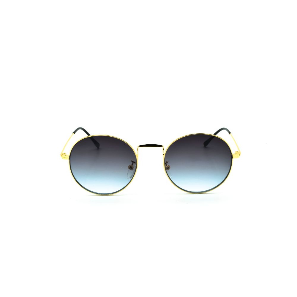 Polo Exchange, Unisex Sunglasses, Blue Lenses, Gold Frame, Gold Temple.