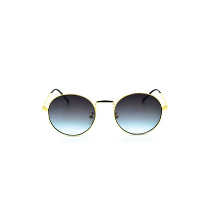 Polo Exchange, Unisex Sunglasses, Blue Lenses, Gold Frame, Gold Temple.