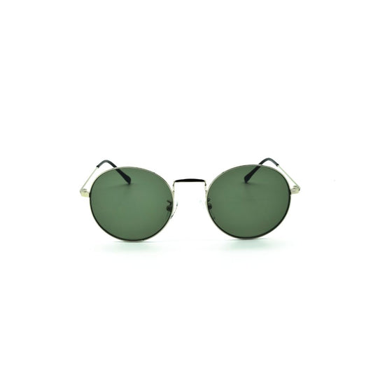 Polo Exchange, Unisex Sunglasses, Green Lenses, Silver Frame, Silver Temple.