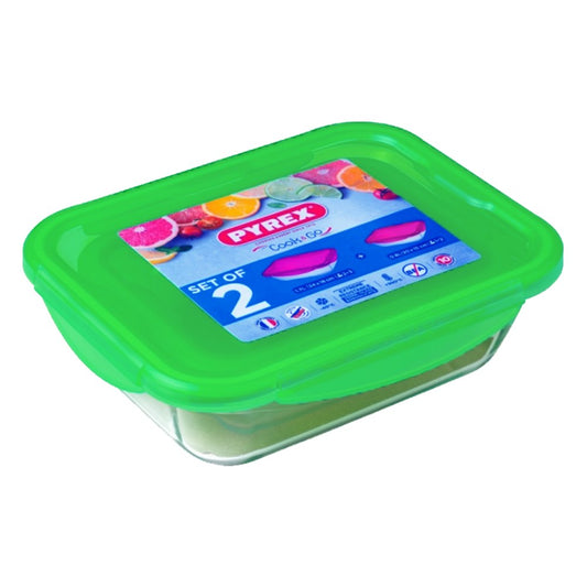 Pyrex, Cook & Go Set 2 Rectangular Containers With Lid