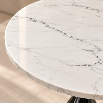 Aurelio Marble Round Side Table – White & Black | XS59-66