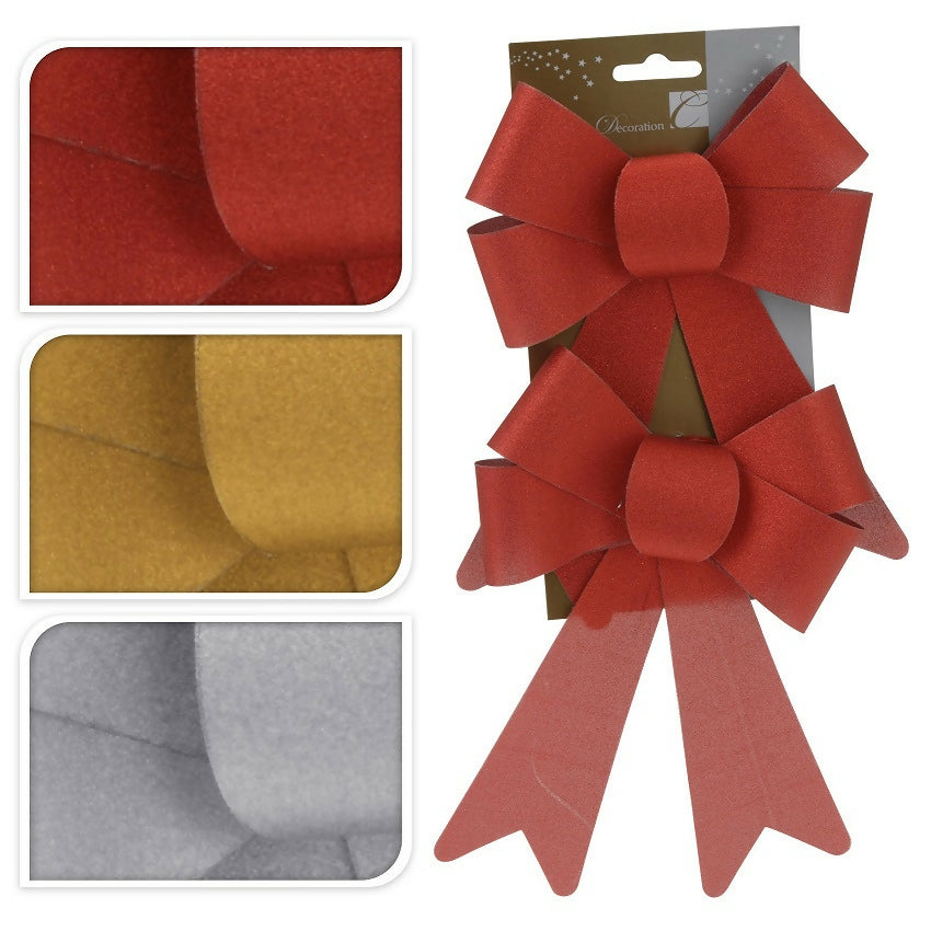 Set of 2 Bows With Glitter, Avaialble in 3 colors