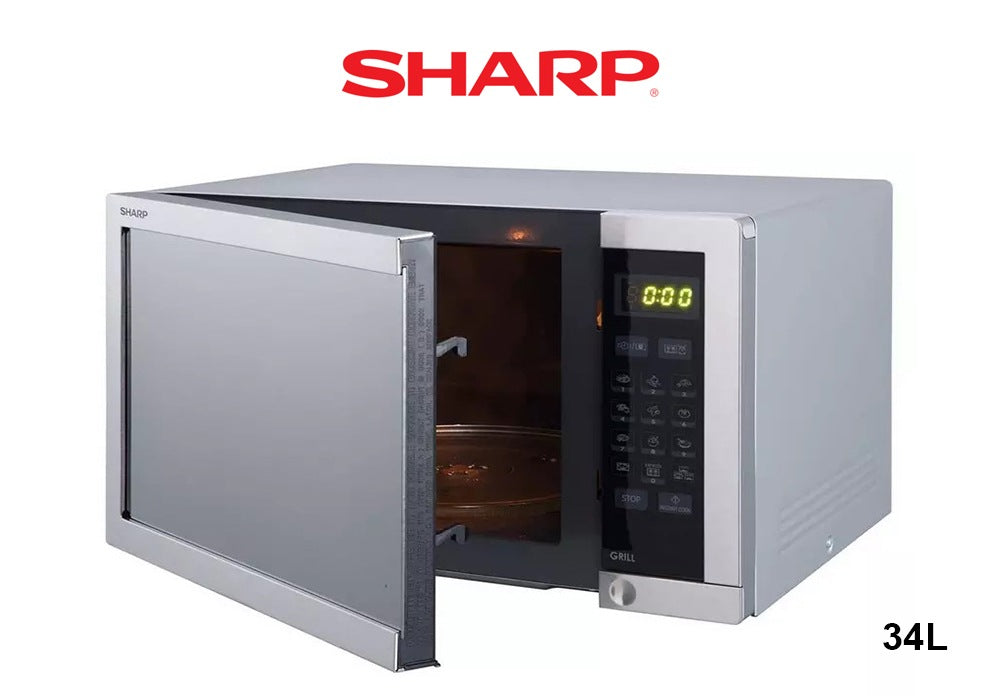 Sharp, 34 Liters 1100 Watts Stainless Steel Digital Combination Microwave Oven With Grill, Silver