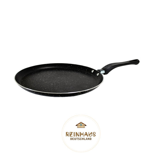 Reinhaus, Black Aluminium Non Stick, Teflon Granite Outside and Inside 24 cm Crepe Pan Color Black