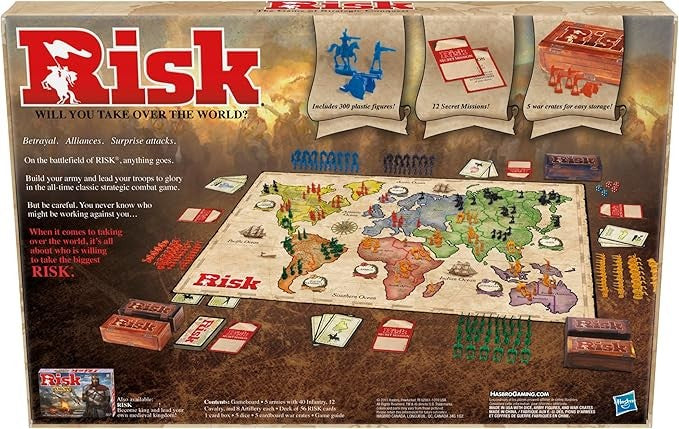 Risk Board Game, Strategy Games For 2-5 Players, Strategy Board Games For Teens, Adults, And Family, War Games, Ages 10 And Up