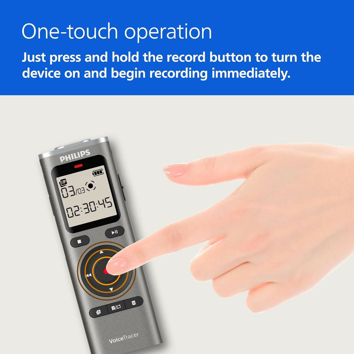 Philips DVT1170 VoiceTracer, Audio Recorder, 8GB, Micro SD Card Slot, 360° Microphone for Excellent Sound