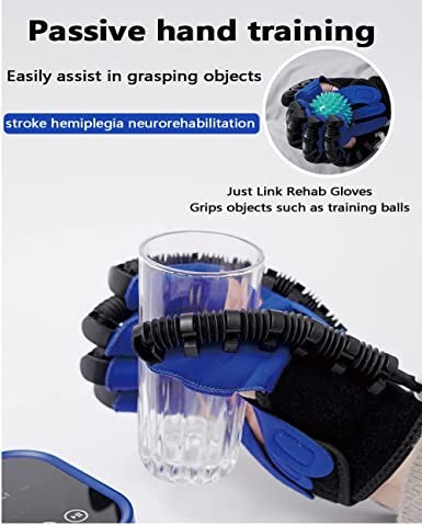 Yiochos, Rehabilitation Robot Gloves, Finger Training Rehab Orthotics Rehabilitation Gloves with Single Finger Training and Mirror Mode, for Stroke Hemiplegia Hand Function Recovery, Long-Term Relief Finger Cramps, Left Hand, Available in Different Sizes