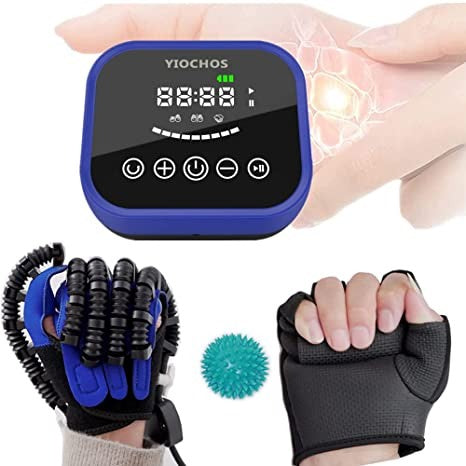Yiochos, Rehabilitation Robot Gloves, Finger Training Rehab Orthotics Rehabilitation Gloves with Single Finger Training and Mirror Mode, for Stroke Hemiplegia Hand Function Recovery, Long-Term Relief Finger Cramps, Right Hand, Available in Different Sizes