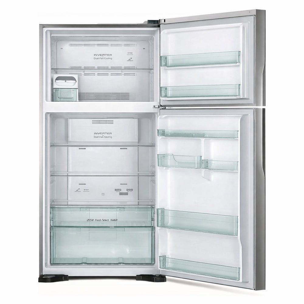Hitachi Top Mount Refrigerator 760 liters, Inverter Compressor, 183.5×85.5x74cm, Stainless, RV765PUQ71BSL