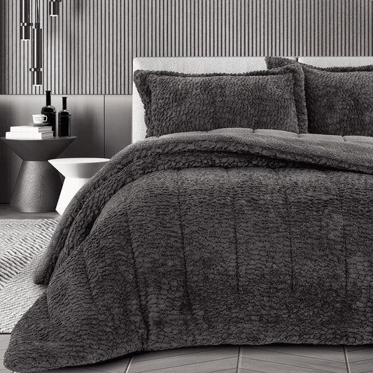 Comfy, Home Comforter Emb 230x260 Grey, RZLN-102297