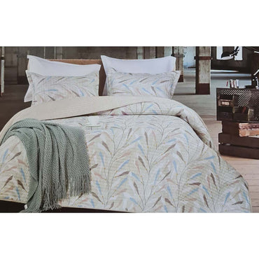Comfy, Home Bed Spread 180x240 Single C24, Blue + White Leaves Po-5914, RZLN-102394BW, Available in Different Colors