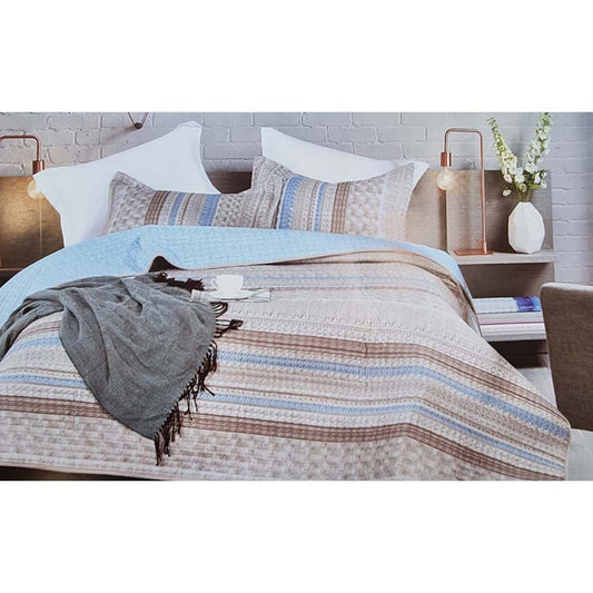 Comfy, Home Bed Spread 240x260 Double C24, Blue + Brown Po-5914, RZLN-102395BB