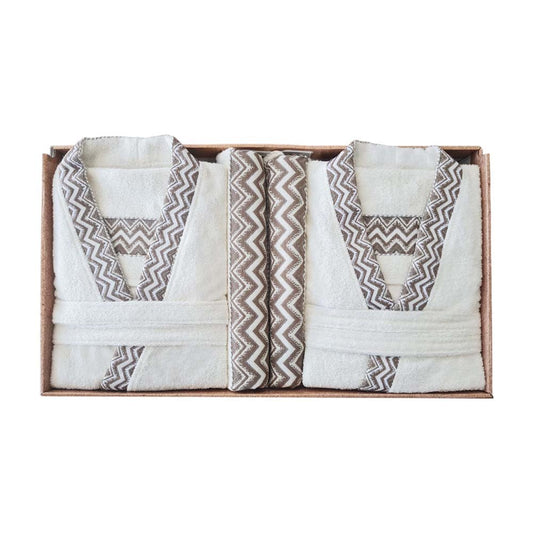 Comfy, Home Bathrobe Asena 2T24, Brown + Beige Po-5914, RZLN-105321BB, Available in Different Colors