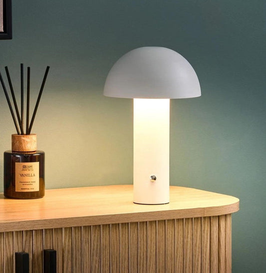 White Wireless Mushroom LED Table Lamp 22 cm with Touch Dimming, SK195146