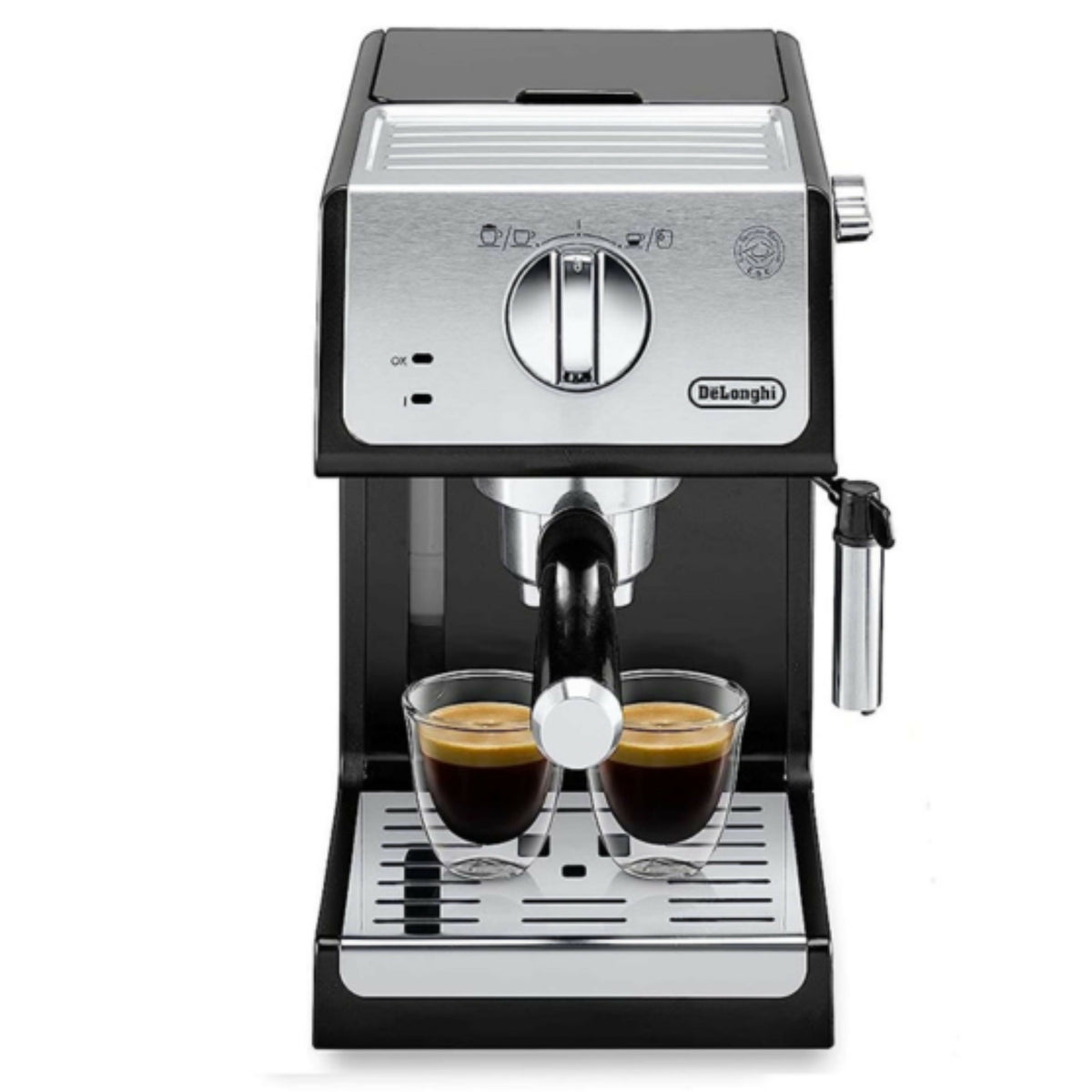 De'Longhi Traditional Barista Pump Espresso Machine, Coffee and Cappuccino Maker with Adjustable Milk Frother, Compatible with E.S.E Pods, 1.1L Removable Water Tank, Black - ECP35.31