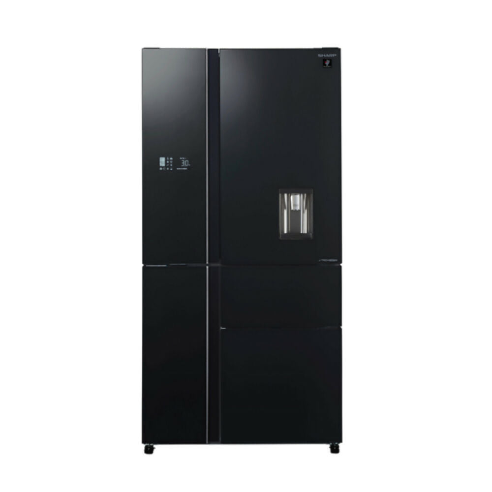 Sharp Fridge J-Tech Inverter, Metal 5 Door, Twist Ice Maker, 9 Way Shelf 850L, Made In Thailand - [Black Glass], SHP-JFSD910BK