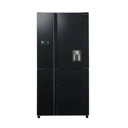 Sharp Fridge J-Tech Inverter, Metal 5 Door, Twist Ice Maker, 9 Way Shelf 850L, Made In Thailand - [Black Glass], SHP-JFSD910BK