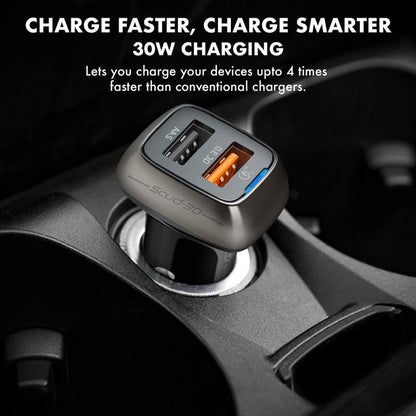Promate, Qc 3.0 Car Charger With 30 Watt Dual Usb Ports