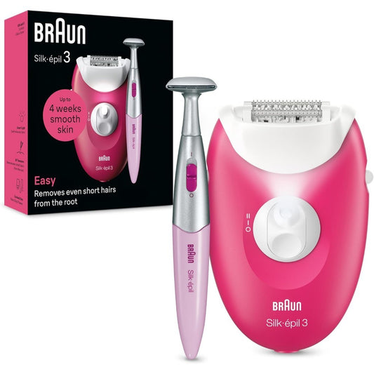 Braun, Silkepil 3 Se 3-202 Epilator, Removes Even Short Hairs From The Root, 20 Microgrip Tweezers, Non-Stop Corded Epilator, Smart Light, Bikini Styler Included, Hair Removal Device