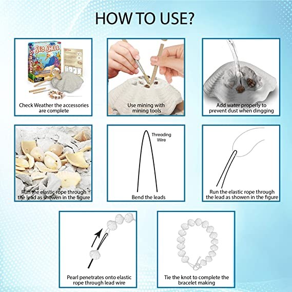 Buddy N Buddies, Sea Shell Excavation Kits, Dig Out & Make Your Own Bracelet With Beautiful Sea Shell ,Children'S Popular Science Education Toys
