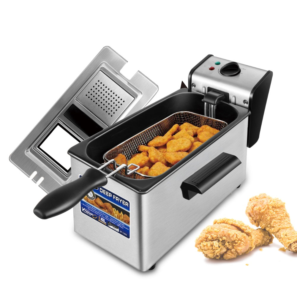 Sonifer, 2000W 4L Oil Capacity 130-190°C Adjustable Temperature Stainless Steel Deep Fryer