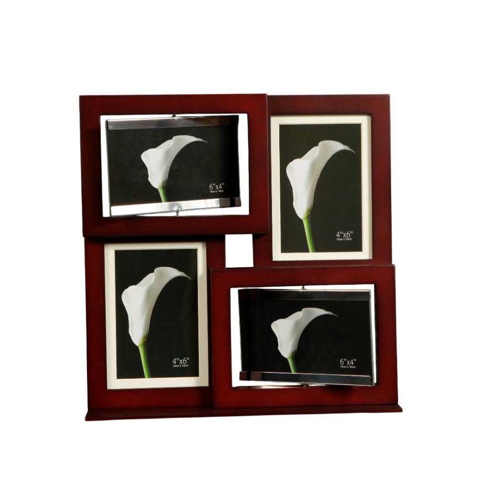 Wooden Frame With Two Rotating Slots For Six Pictures
