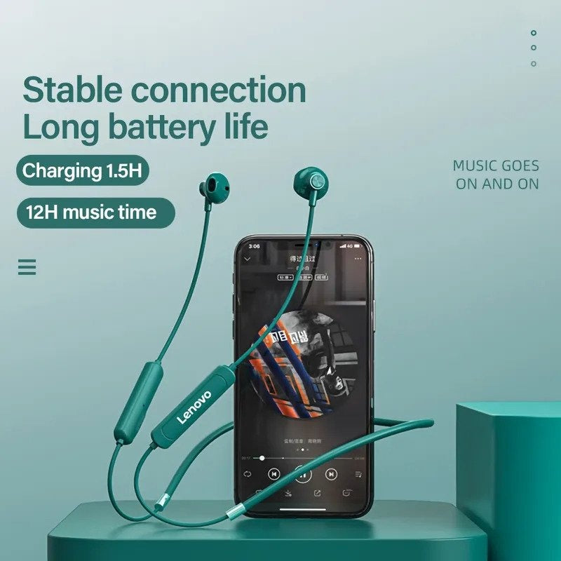 Lenovo, Wireless Sports Bluetooth 5.0 In-Ear Neckband Earphone With Mic Sh1