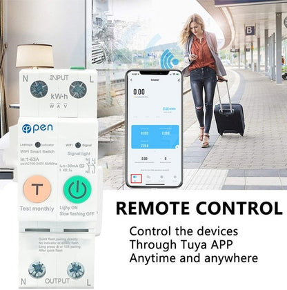 Tuya, Open Smart Circuit Breaker 2P With Leakage Metering Rs485