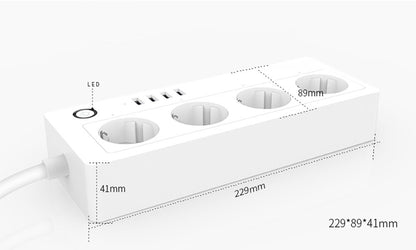 Tuya Smart Power Strip, 4 Sockets + 4 Usb, With Switch, Cord 1.8M