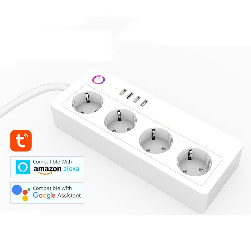 Tuya Smart Power Strip, 4 Sockets + 4 Usb, With Switch, Cord 1.8M