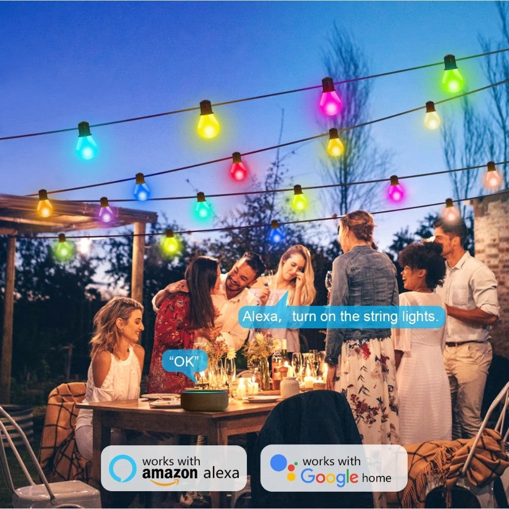 Tuya Wifi Rgb Smart G40 Outdoor 15M Fairy String Magic Color Light With App Control Pst-G40W