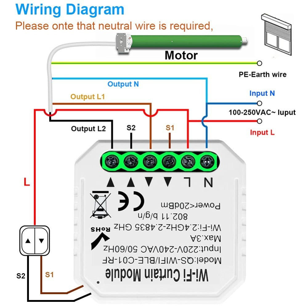 Tuya Wi-Fi Curtain Switch Module + Rf433