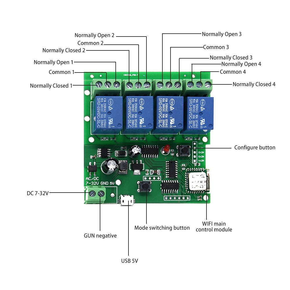 Tuya Wifi+Rf Switch Dc7-32V 4 Channel St-Dc4