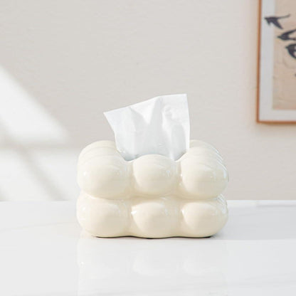 White Ceramic Tissue Box Cover - Refined Minimalist Decor Statement, SK867