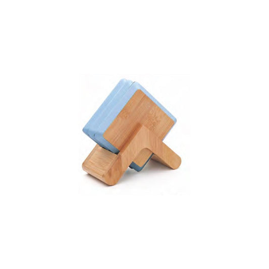 Tessie - Jessie Bamboo Coaster Set (6pcs + Stand) – White, SK-9340