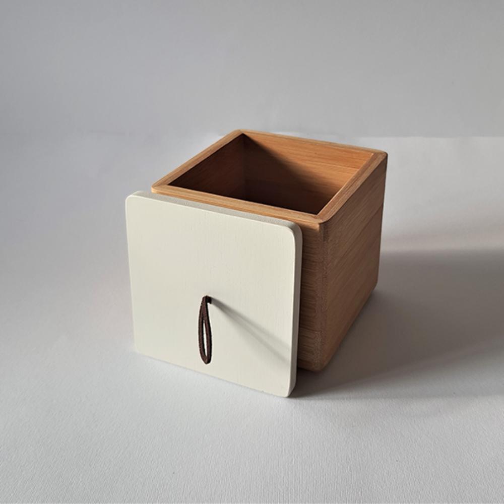 Tessie - Jessie Bamboo Tea Bag Storage Box – White LID, SK-9342