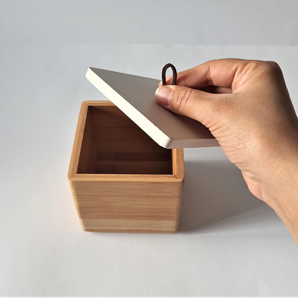 Tessie - Jessie Bamboo Tea Bag Storage Box – White LID, SK-9342