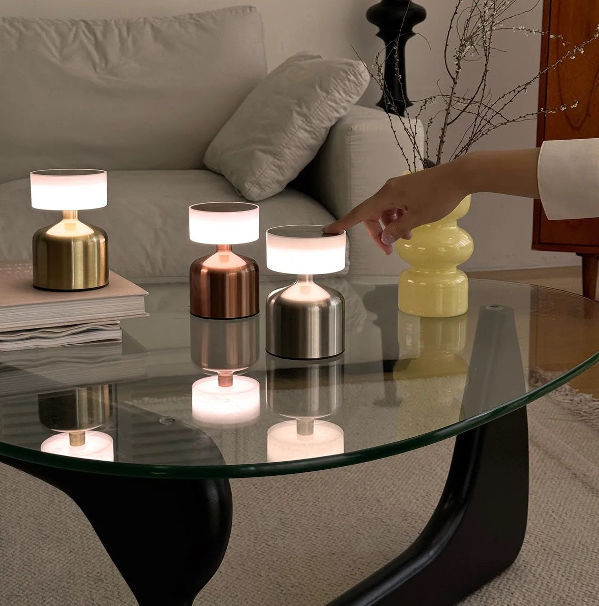 Versatile Bronze Cordless Table Lamp 13 cm, Touch Control, 3 Light Levels, SK1951411