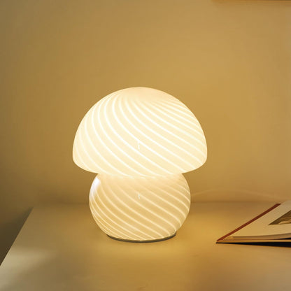 White Decorative Glass Bedside Table Lamp 18 cm, SK1951416
