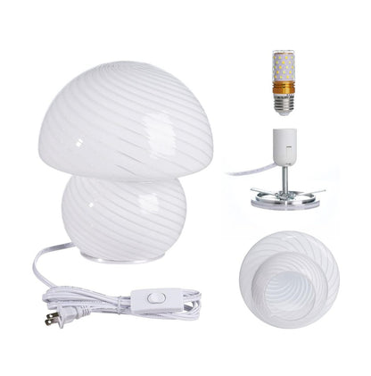 White Decorative Glass Bedside Table Lamp 18 cm, SK1951416