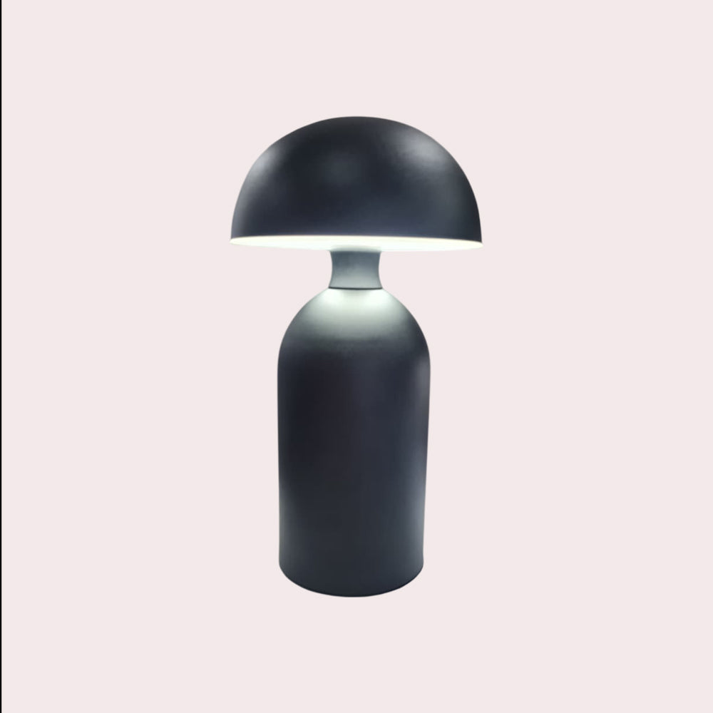 Black Modern Rechargeable Mushroom Table Lamp 23 cm - Metal Finish, SK195143
